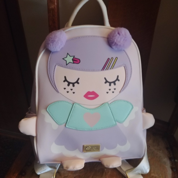 NEW | BETSEY JOHNSON | y2k zip pastel girl faux leather kawaii kitsch backpack main image 6